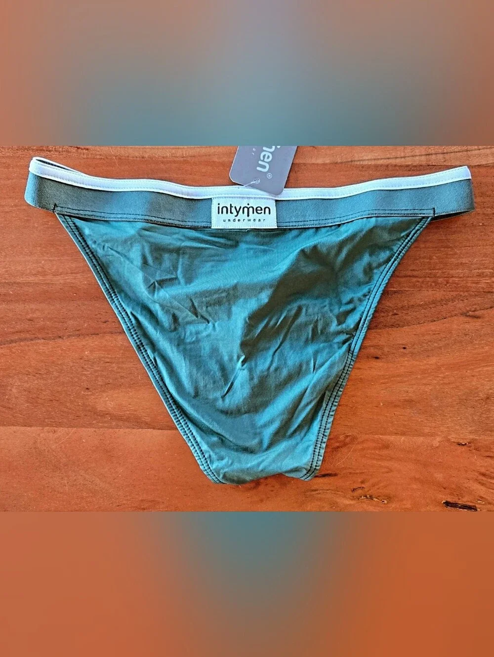 Mens Olive Green Bikini with White Trim